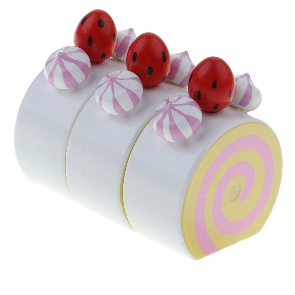 Wooden Strawberry Cake for Kids Toddler Birthday Party Pretend Play Toy