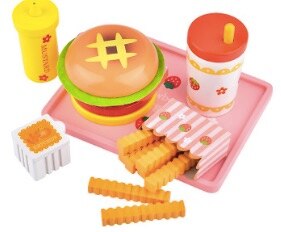 Wooden kitchen pretend play role play toy  utensil Simulation Burger Hot Dog Toys Girl Boy child toddler gift chirstmas new year