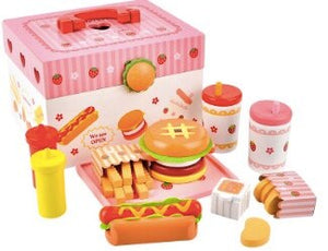 Wooden kitchen pretend play role play toy  utensil Simulation Burger Hot Dog Toys Girl Boy child toddler gift chirstmas new year